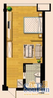 瑞博国际公寓1室 户型图 1室0厅1卫1厨 0.00㎡