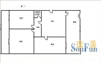 南川伴山雅筑户型图1 3室1厅1卫1厨 0.00㎡