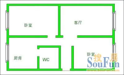 丽日樱花户型图 2室1厅1卫1厨 0.00㎡