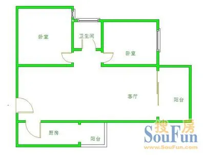 朝阳丽景户型图 2室2厅1卫1厨 0.00㎡