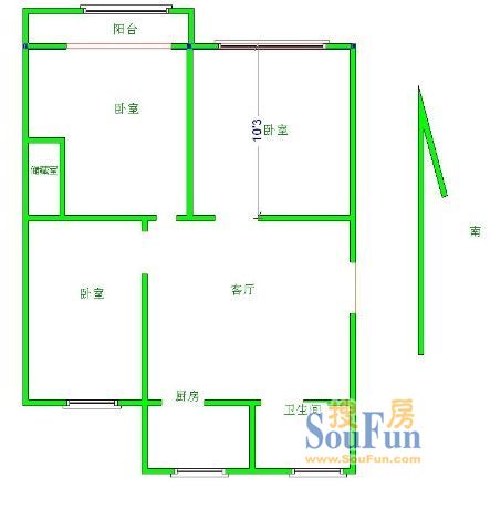 医院家舍户型图 3室1厅1卫1厨 0.00㎡