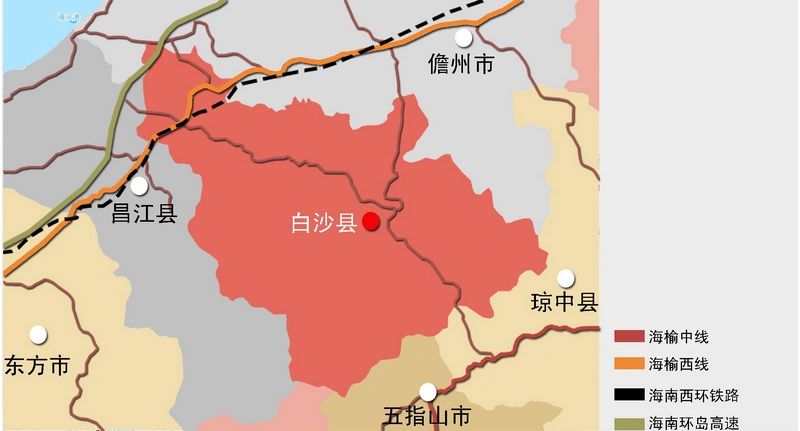 处于白沙县城中心位置,出白沙县城的必经之地.