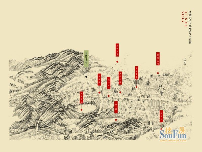 良渚文化村探梅里二期交通图