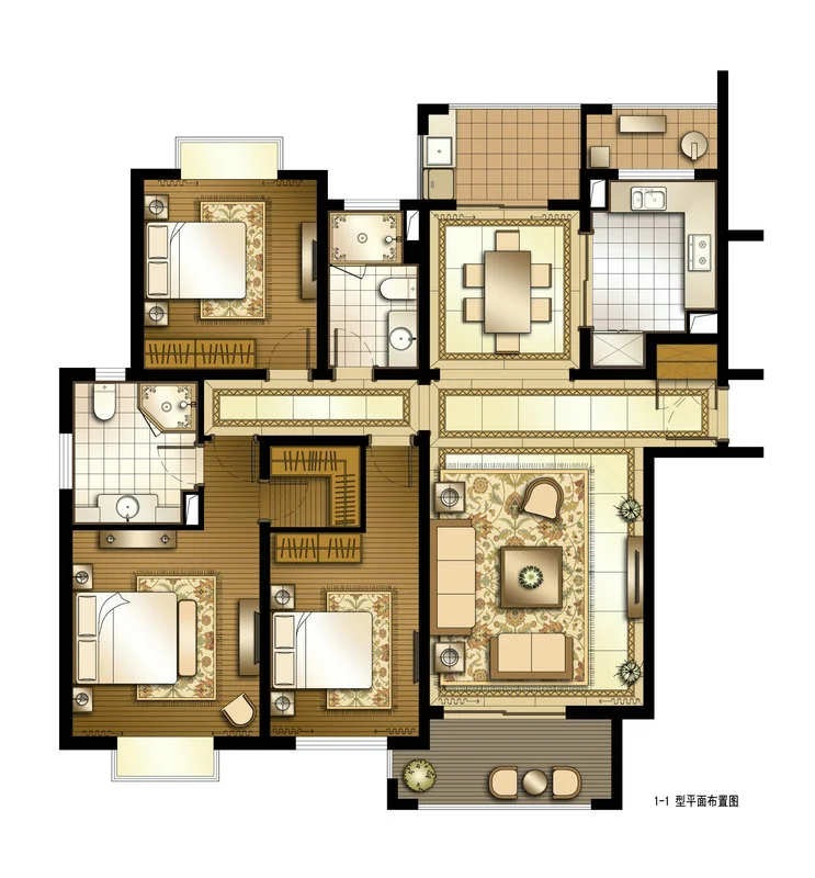 西康路989A户型 3室2厅2卫1厨 167.00㎡