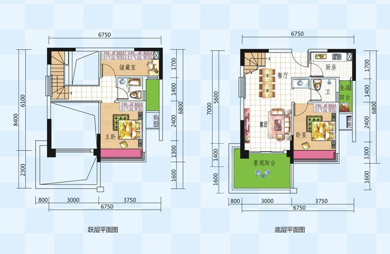 勤诚达新界a1-2户型2室2厅2卫1厨 90.90㎡