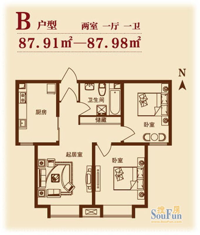 户型图:二期公寓产品B户型