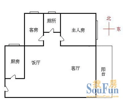乐意居花苑2室2厅户型图 2室2厅1卫1厨 0.00㎡
