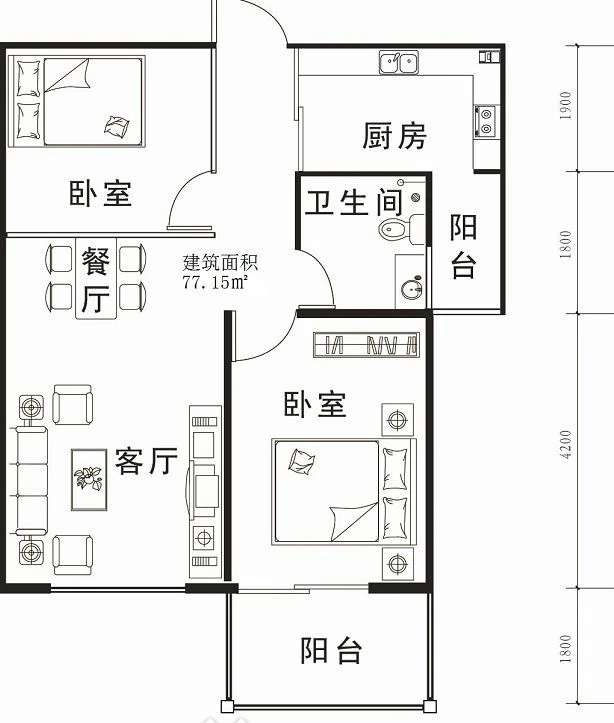 安泰花园安泰花园2居 2室2厅1卫1厨 0.00㎡