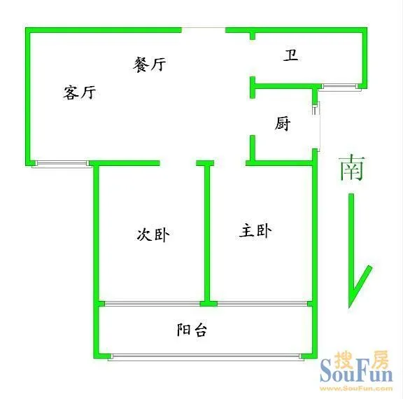 星海蓝天二期星海蓝天二期 两居室 户型图 2室1厅1卫1厨 0.00㎡