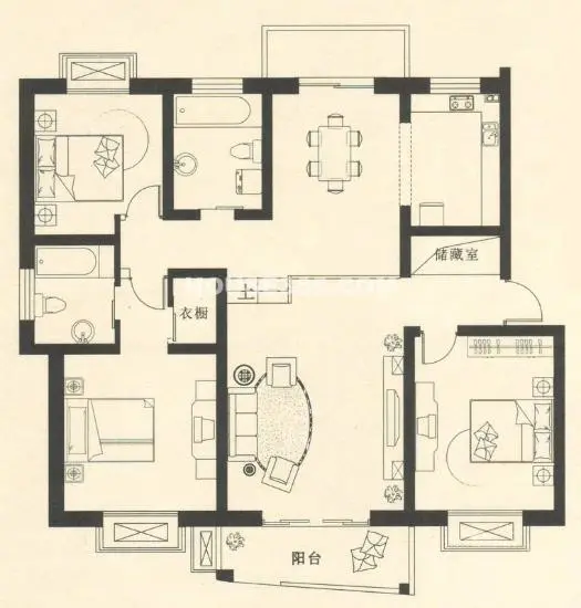 阿里山户型图 4室2厅2卫1厨 0.00㎡