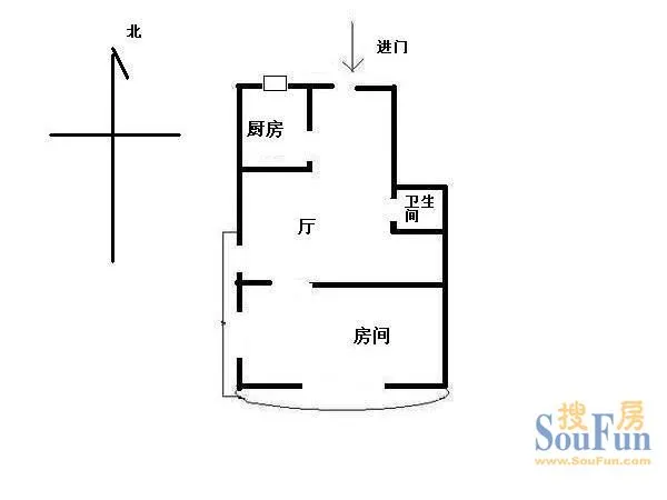 世贸丽晶城初阳苑1室 户型图 1室1厅1卫1厨 0.00㎡