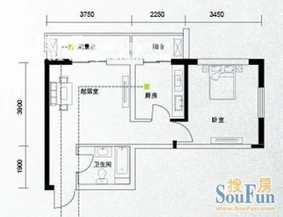 和睦园户型图 1室1厅1卫1厨 0.00㎡