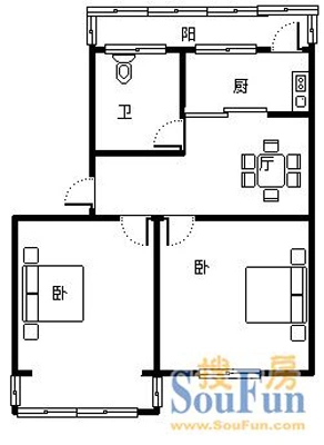 康佳花园户型图 1室1厅1卫1厨 0.00㎡