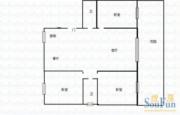 兴高苑户型 3室2厅2卫1厨 0.00㎡