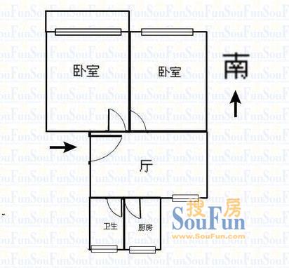 海星花园海星花园 2室 户型图 2室1厅1卫1厨 0.00㎡