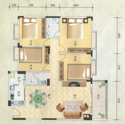 1618 1618  4室户型图 4室2厅2卫1厨 0.00㎡