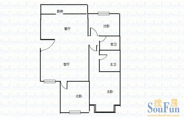 西勘新苑 西堪新苑 3室 户型图 3室2厅1卫1厨 110.00㎡