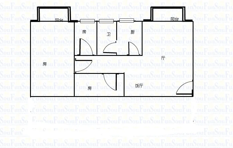 下塘西教育局宿舍3室2厅户型图 3室2厅1卫1厨 0.00㎡