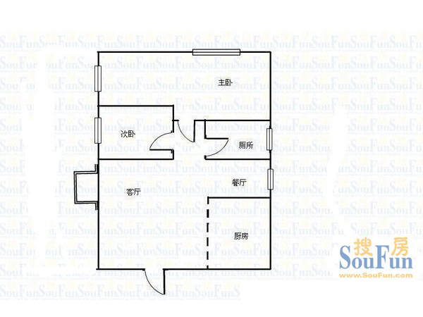 瑞安花园二期2室1厅户型图 2室1厅1卫1厨 0.00㎡