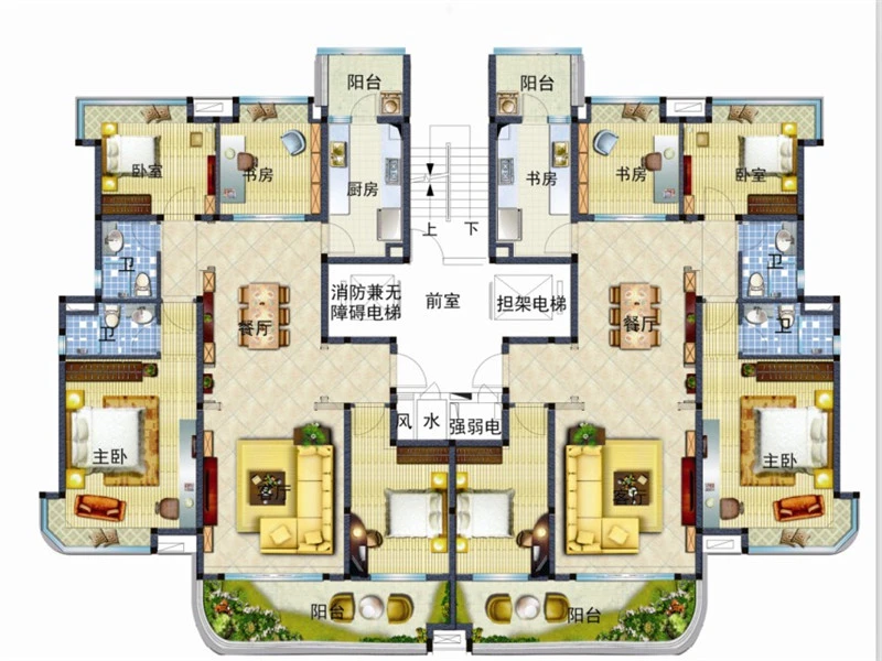 高淳碧桂园一期65#标准层B3户型 5室2厅4卫1厨 170.00㎡
