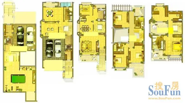 大华西溪风情公寓6室 户型图 6室2厅3卫1厨 0.00㎡