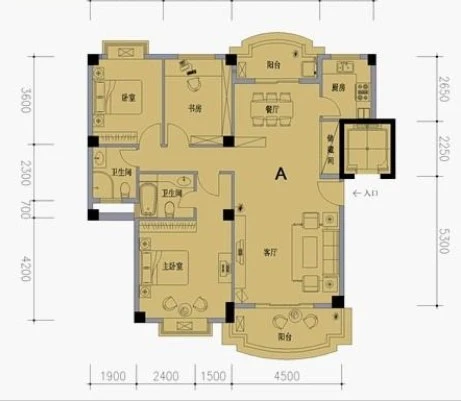 明发滨江新城三期户型图 4室 4室2厅1卫1厨 0.00㎡