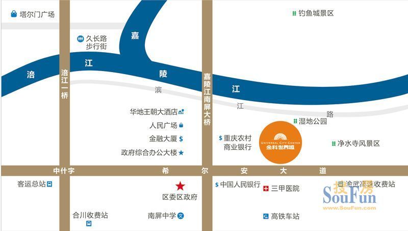 金科世界城(合川)交通图