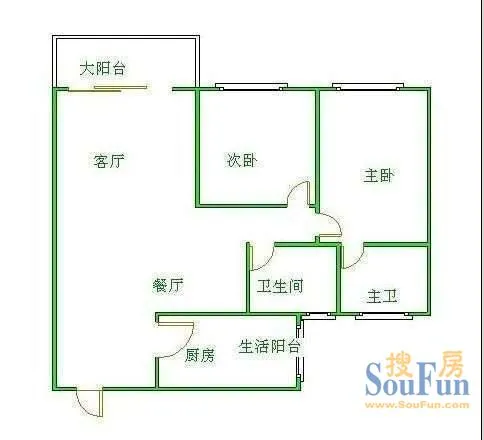 天邑惠昌花园户型图 2室2厅2卫1厨 0.00㎡