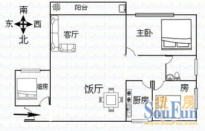 海富花园海富花园户型 3室2厅1卫1厨 0.00㎡