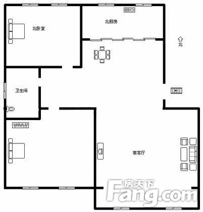 锦源秀邸2室户型图 2室2厅1卫1厨 0.00㎡