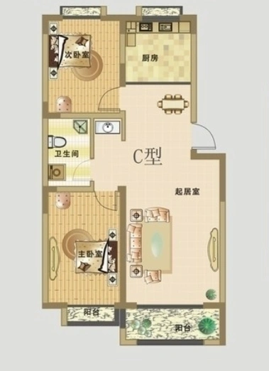 城开青菱城市花园城开青菱城市花园 2室2厅 户型图 2室2厅0卫0厨 0.00㎡