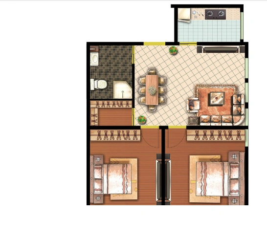 万松小区万松小区 2室 户型图 2室2厅1卫1厨 84.00㎡