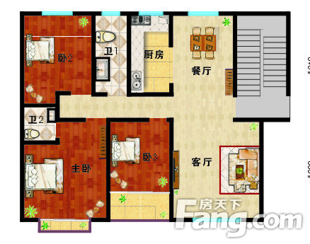 蓝江家园3室2厅 户型图 3室2厅0卫0厨 0.00㎡