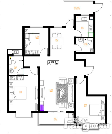 西北湖公寓3室2厅 户型图 3室2厅0卫0厨 0.00㎡