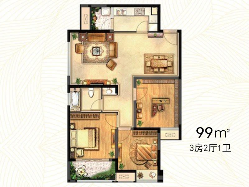 户型图:12#标准层99㎡户型