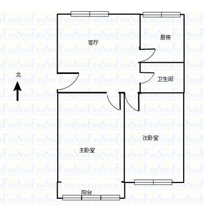 浩华北郡浩华北郡 2室户型图 2室1厅1卫1厨 0.00㎡