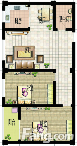 武汉生物研究所宿舍3室2厅 户型图 3室2厅0卫0厨 0.00㎡
