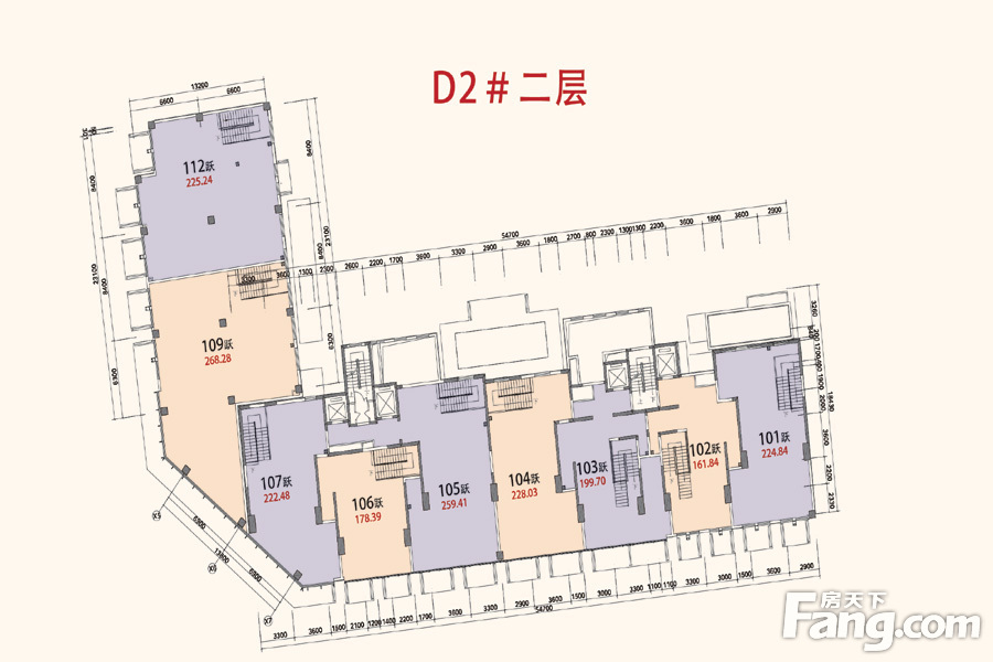 通州万达广场商铺d区底商2#二层平面图