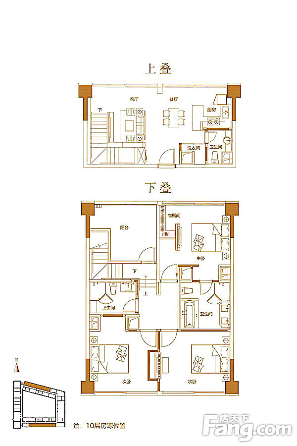 户型图:一期金奥公寓10层196㎡户型