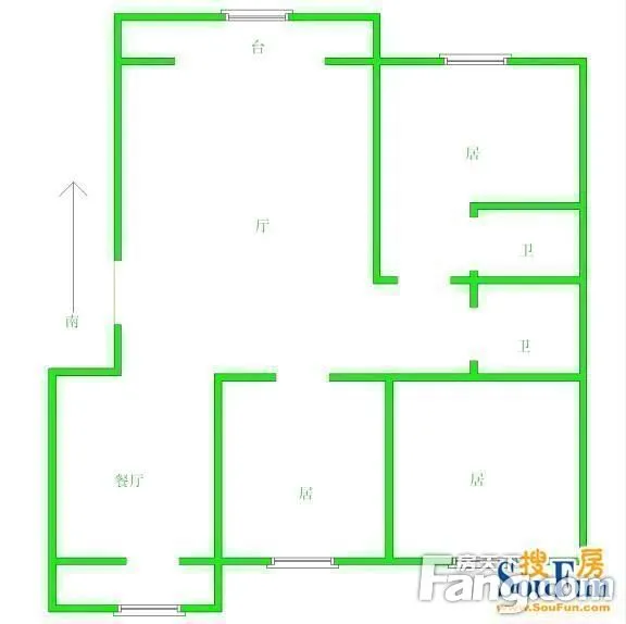 三官桥小区户型图 3室1厅1卫1厨 0.00㎡