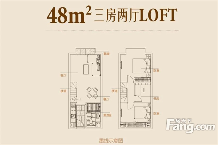 合景睿峰loft公寓标准层a户型户型图