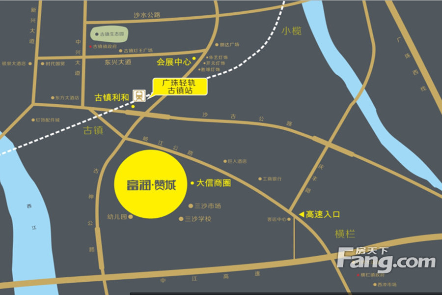 东:中江高速横栏出口,为中山市西部重要物流出入口;   南:中江高速图片