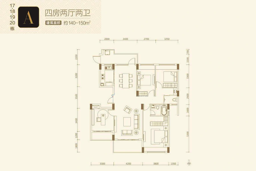 前海时代·ceo公馆17-20栋a户型户型图