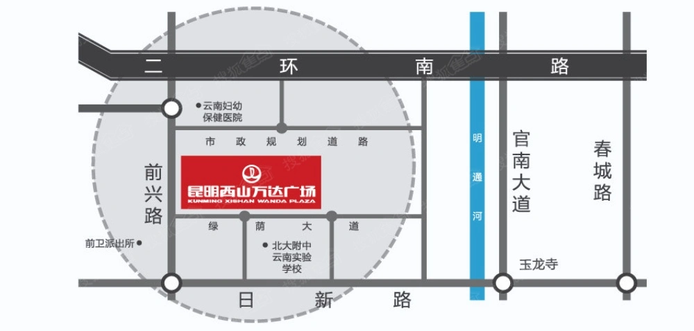 昆明西山万达广场地处昆明市泛亚金融产业中心园区,占地面积约7万平方