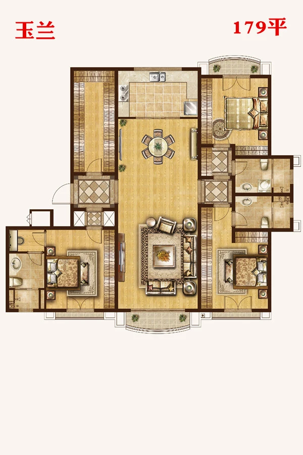 鲁信随珠花园玉兰179平户型户型图