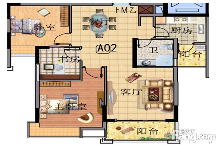 丰泰天禧115㎡户型 3室2厅1卫1厨115.00