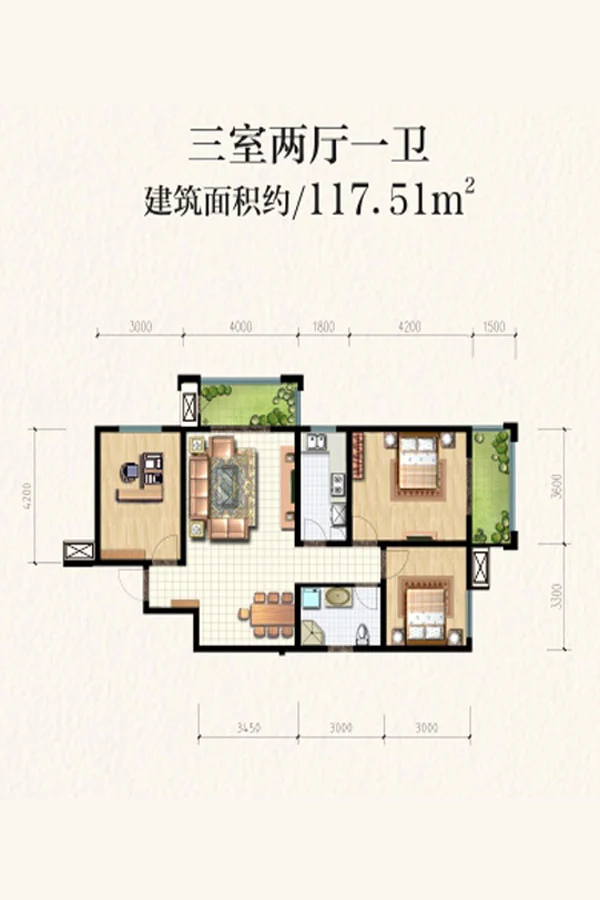 64㎡) 智慧新城户型图 智慧新城周边配套  中小学:兴国小学,兴国中学