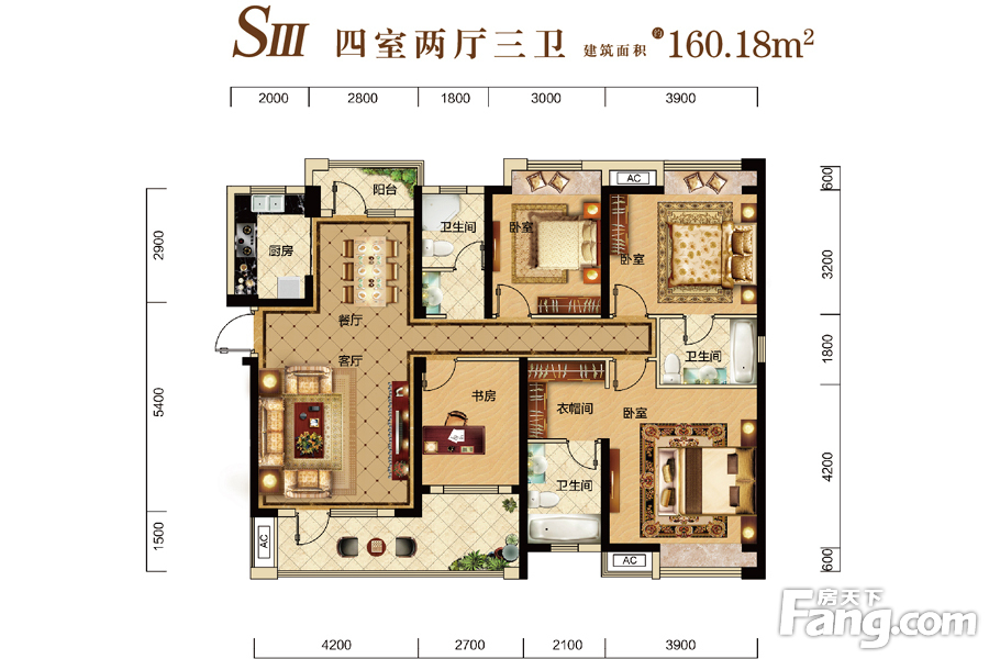 中建御景星城5,6#建面160.18平s3户型户型图