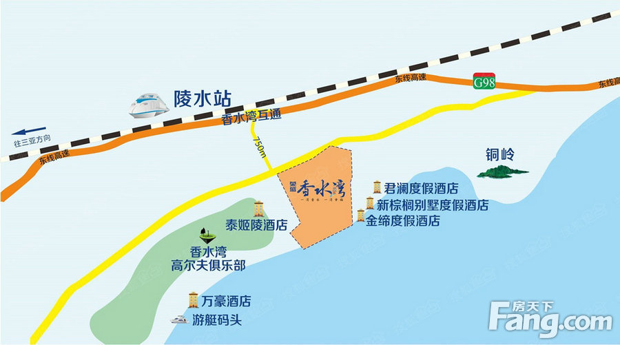 荣盛香水湾交通状况  自驾:海南陵水香水湾b区(东线高速公路176公里处