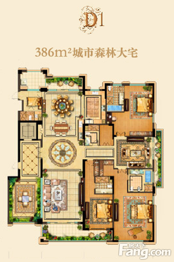 蓝湾上林院大平层d1户型386㎡户型图